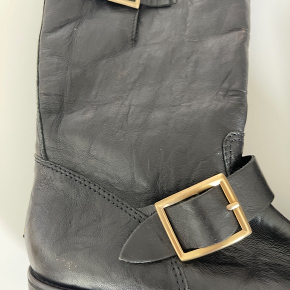 Jimmy Choo Biker Buckled Fur Black Boots - Picture 3 of 6
